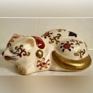 Vintage Japanese Sleeping Cat Figurine Porcelain Hand Painted